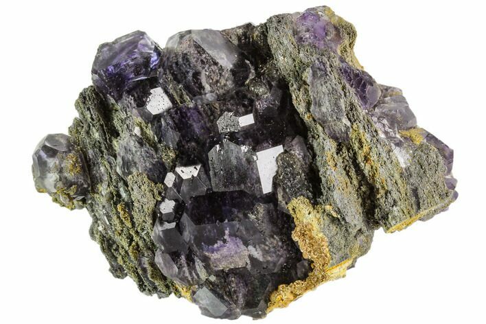 Purple Fluorite Crystals on Druzy Quartz - China #112404